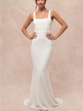 NWT Regal Classic White Sleeveless Twist-Back Maxi Wedding Dress Bride